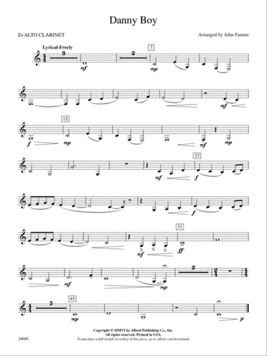 Danny Boy: E-flat Alto Clarinet