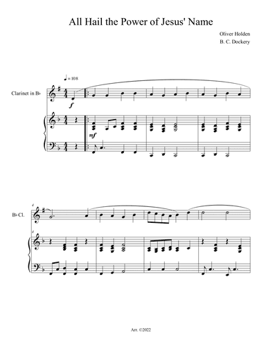 All Hail the Power of Jesus' Name (Clarinet Solo with Piano Accompaniment)