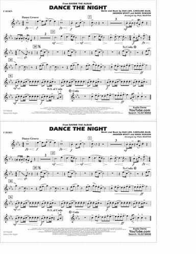 Dance The Night (arr. Paul Murtha) - F Horn