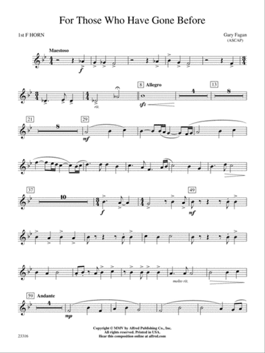For Those Who Have Gone Before: 1st F Horn