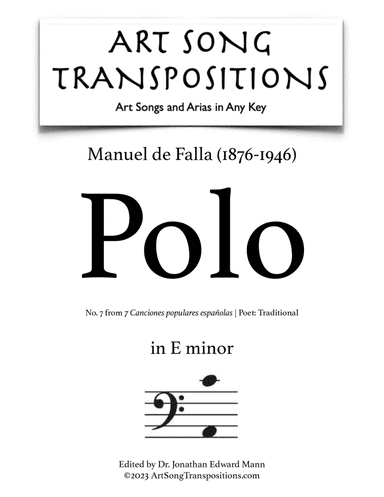 FALLA: Polo (transposed to E minor, bass clef)