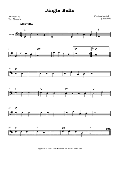 Jingle Bells - Melody for Bass
