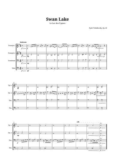 Swan Lake by Tchaikovsky for Brass Quartet