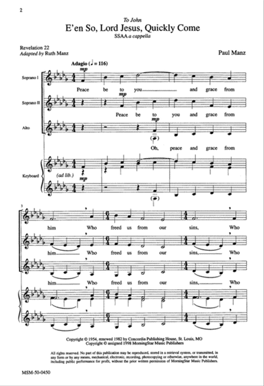 E'en So, Lord Jesus, Quickly Come (Downloadable)