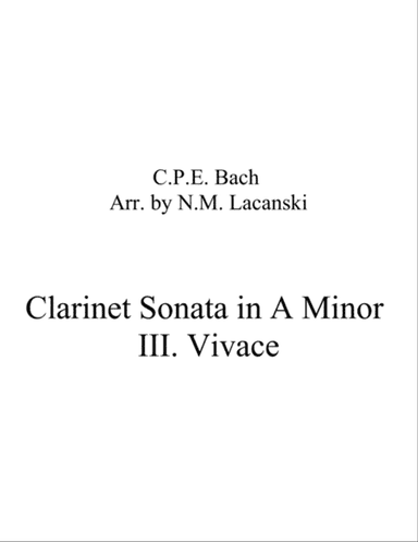 Sonata in A Minor for Clarinet and String Quartet III. Vivace