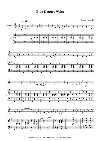 Blue Danube Waltz - Johann Strauss Jr. (Clarinet + Piano)