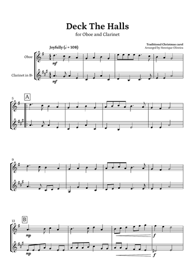 Deck The Halls (Oboe and Clarinet) | Christmas Carol