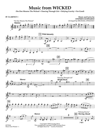 Music from Wicked (arr. Michael Sweeney) - Bb Clarinet 1
