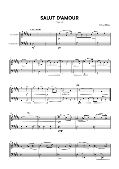 Edward Elgar - Salut d'Amour for French Horn and Cello