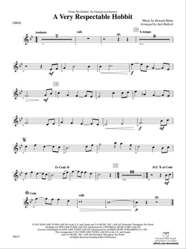 A Very Respectable Hobbit (from The Hobbit: An Unexpected Journey): Oboe