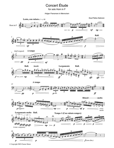 Concert Etude For Solo Horn In F