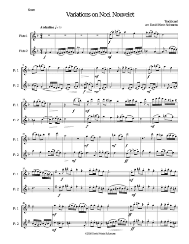 Variations on Noel Nouvelet for flute duo