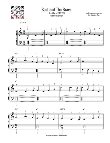Scotland The Brave (Easy Piano Solo)