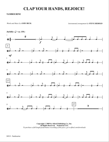 Clap Your Hands, Rejoice!: 1st Percussion