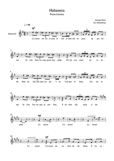 Habanera from Carmen for Horn