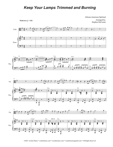 Keep Your Lamps Trimmed And Burning (Viola solo and Piano)