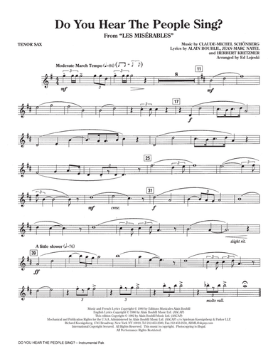 Do You Hear The People Sing? (from Les Miserables) (arr. Ed Lojeski) - Tenor Saxophone