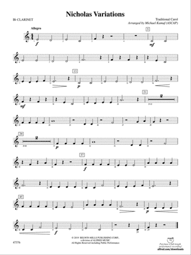 Nicholas Variations: 1st B-flat Clarinet