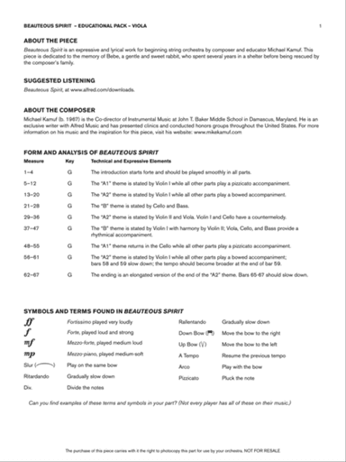 Beauteous Spirit: Viola Educational Pack