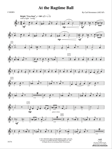 At the Ragtime Ball: 1st F Horn