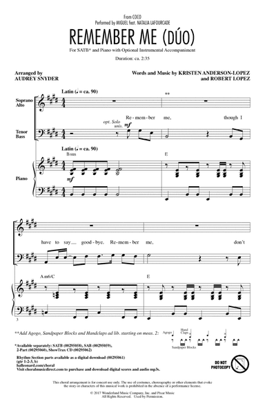 Remember Me (Duo) (from Coco) (arr. Audrey Snyder)