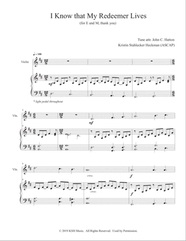I Know My Redeemer (violin and piano)