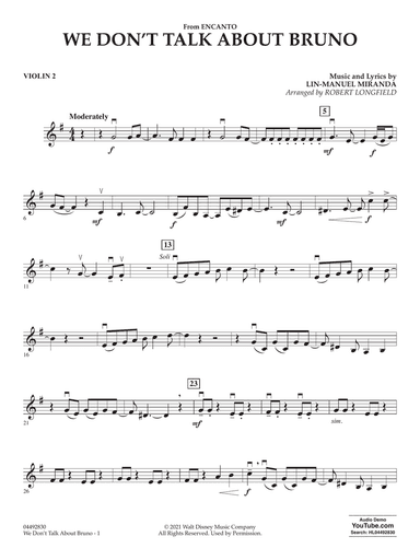 We Don't Talk About Bruno (from Encanto) (arr. Robert Longfield) - Violin 2