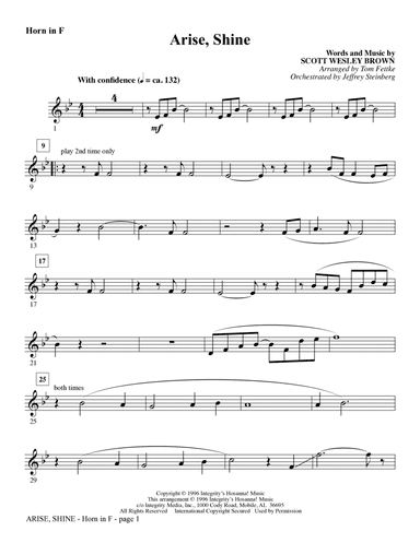 Arise, Shine (arr. Tom Fettke) - F Horn