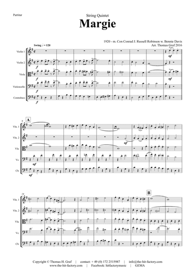 Margie - Dixieland Classic - String Quintet