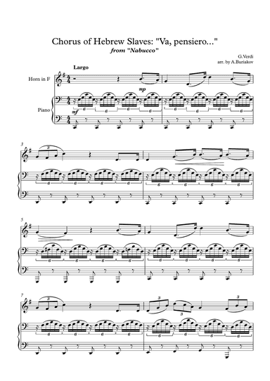 Chorus of Hebrew Slaves: "Va, pensiero..." from "Nabucco" (Horn in F)