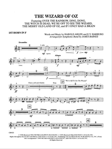 The Wizard of Oz (Medley): 1st F Horn