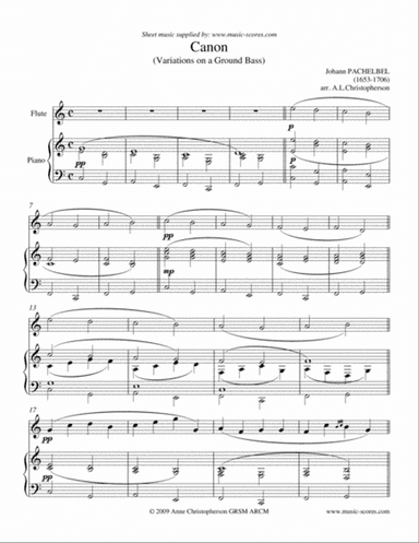 Pachelbel's Canon - Flute and Piano - C ma
