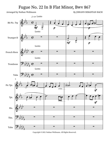 Fugue No. 22 In B Flat Minor, Bwv 867