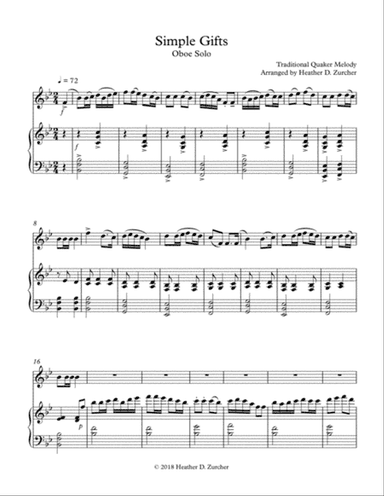 Simple Gifts - Oboe Solo