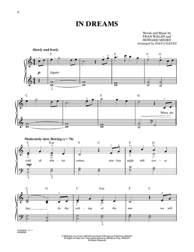 In Dreams (from The Lord Of The Rings: The Fellowship Of The Ring) (arr. Dan Coates)