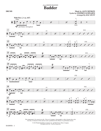 Badder (from Disenchanted) (arr. Mac Huff) - Drums
