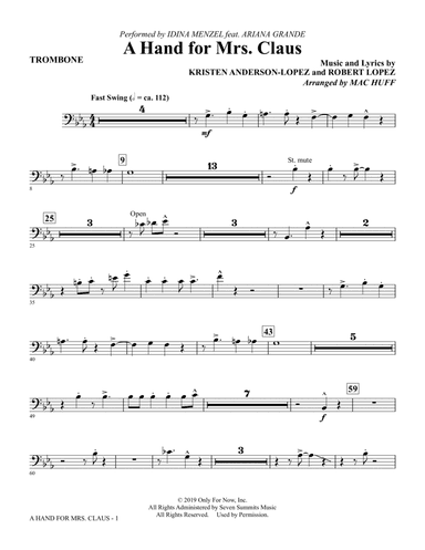 A Hand For Mrs. Claus (arr. Mac Huff) - Trombone