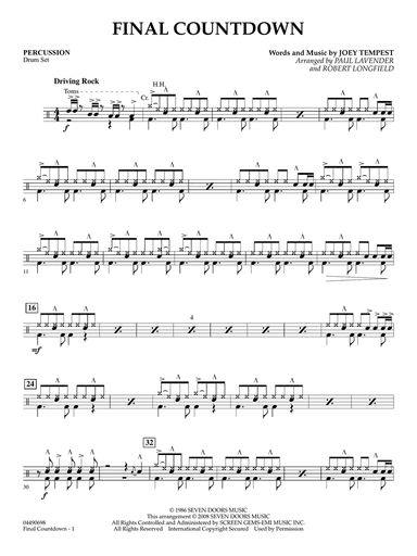 Final Countdown (arr. Paul Lavender and Robert Longfield) - Percussion