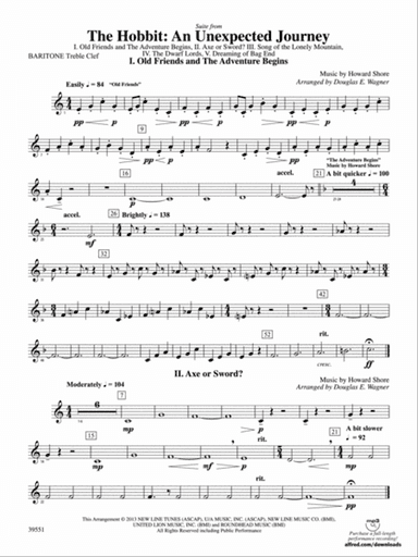 The Hobbit: An Unexpected Journey, Suite from: Baritone T.C.