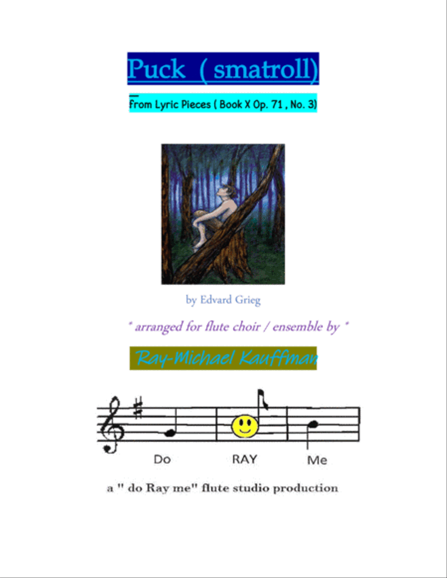 Puck ( from Lyric Pieces ) by Grieg arr. for flute choir / ensemble / sextet