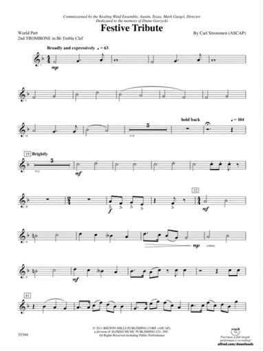 Festive Tribute: (wp) 2nd B-flat Trombone T.C.