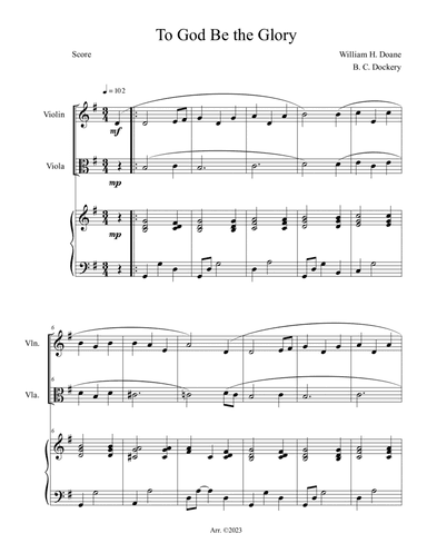 To God Be the Glory (Violin and Viola Duet with Piano Accompaniment)