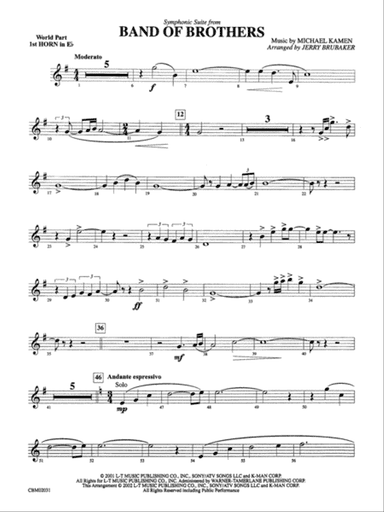 Band of Brothers, Symphonic Suite from: WP 1st Horn in E-flat