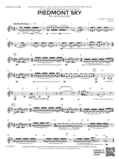 Piedmont Sky: 1st B-flat Clarinet