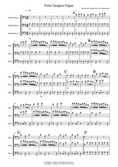 Frere Jacques Gigue! for Double Bass Trio