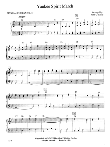 Yankee Spirit March: Piano Accompaniment