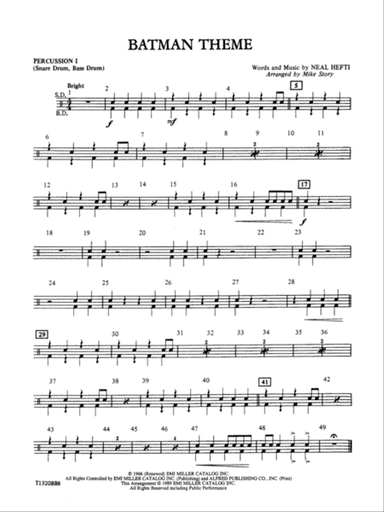 Batman Theme (from the Original TV Series): 1st Percussion
