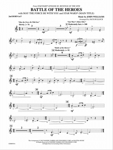 The Battle of the Heroes (from Star Wars®: Episode III Revenge of the Sith): 2nd F Horn