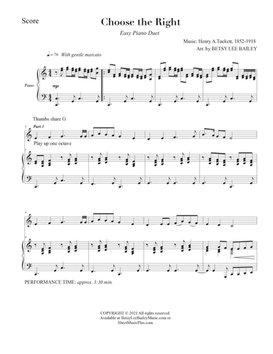 Choose the Right - Easy Piano Duet