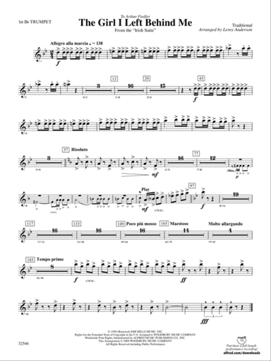 The Girl I Left Behind Me (from the Irish Suite): 1st B-flat Trumpet